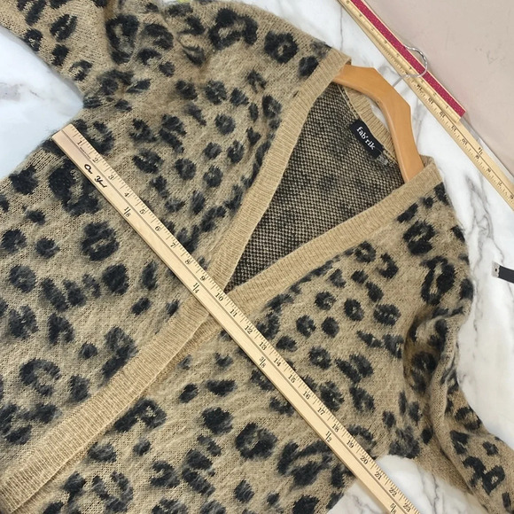 Fab'rik Duster Cardigan Womens Small Tan Black Animal Print Leopard Oversized - Picture 6 of 7